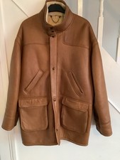 Real Sheepskin Vintage Leather Coat Men’s 44 XXXL Brown Very Good Condition UK
