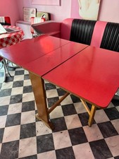 Vintage retro red formica fold down drop leaf table mid century modern