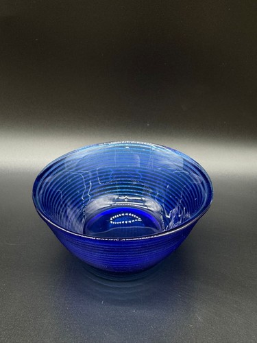 Vintage blue ribbed glass - ribbed,