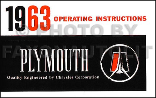 1963 plymouth owners manual - plymouth, 63