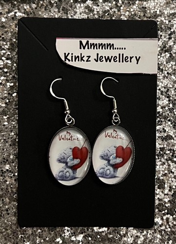 Silver 925 bear earrings heart - silver,