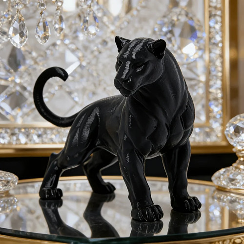Black panther statue dreamy - black,