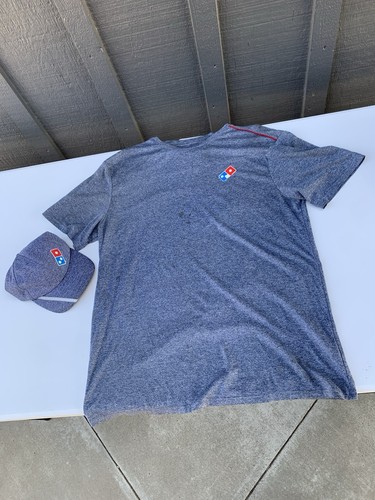 Dominos pizza shirt and hat - and,