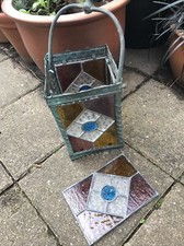 Genuine Antique porch lamp. 4 Original leaded glass panels. Needs TLC and Wiring
