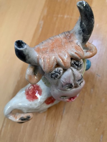 Vintage handmade ceramic cow - vintage,