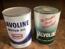 Oil Cans Vintage Havoline Texaco Valvoline Full Quart Lot Metal Display