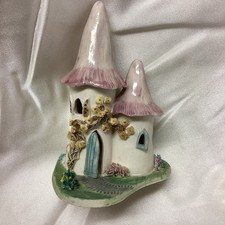 Lovely  Ceramic Fairy House Ornament Mushroom Figurine 4" tall