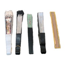 Vintage Oriental Japanese Chinese Fan Set Of 5 Floral Gypsy Souvenir Bundle L31