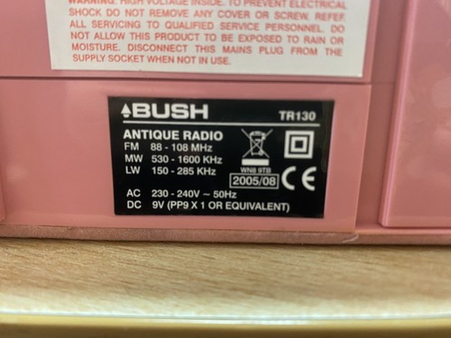 Bush tr130 pink radio - bush,
