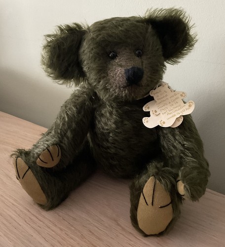 Mohair green teddy bear - green, ben