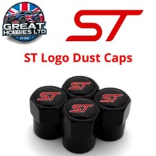 ST Black & Red Dust Caps Tyre Valve Car Van - Focus Fiesta Puma Kuga Fiesta UK