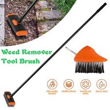 Telescopic 3 in 1 Weed Brush Broom Head Patio Deck Scrub Block Moss Removal Tool