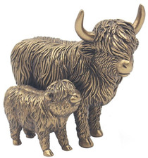 Highland Cow & Calf Statue