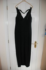 Classic Vintage 90s Sleeveless Black Maxi Cocktail Dress Dusk Frank Usher UK 12