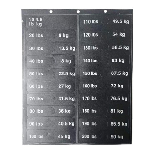 Weight stack labels - weight,