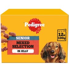 96 x 100g Pedigree Senior Wet Dog Food Pouches Mixed Selection In Jelly