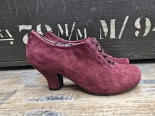 Hotter Vintage 1930s 1940s Style Maroon Suede Shoes UK 5.5 US 7.5 EU 38.5 STD