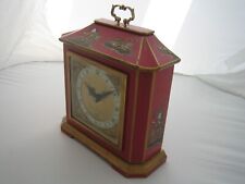 Elliott Red Lacquered Chinoiserie 8 Day Mantle Clock Timepiece. Just Serviced