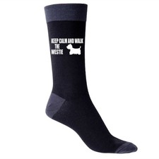 Keep Calm & Walk The Westie Men's Novelty Socks Black Dog Lovers Gift  