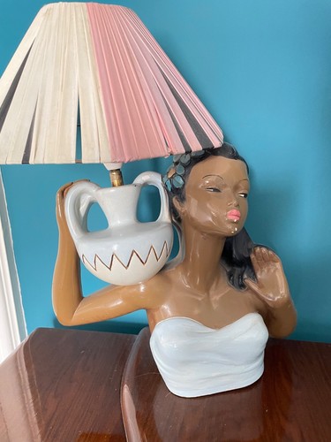 Chalkware vintage lady lamp - lady,
