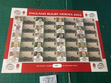577 - GB England Rugby Heroes 2003 Smilers sheet limited edition 786 / 2003 mint
