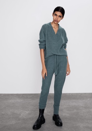 Zara green ribbed knit ord - ribbed,