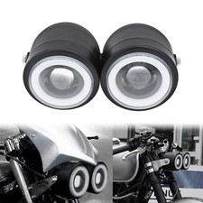 Black Twin Headlight Motorcycle Double Dual Lamp Fit For Harley Softail Honda