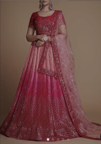Pink cerise sequin choli lenga - cerise,