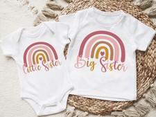 Personalised Retro Big and Little Sister T-shirt, Big Sister baby Announcement
