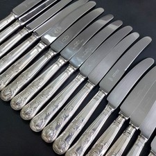 Kings Pattern - Lot Of 19 Dinner Side Tea Knives Silver Plated Handles