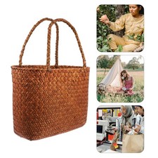  Picnic Fruit Basket Shopping with Handles Natural Woven Straw Baskets