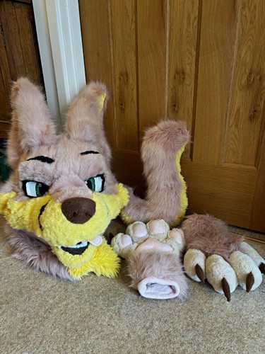 Pink and yellow wolf - , fursuit