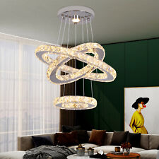 K9 Crystal 3 Ring Chandelier LED Ceiling Lights Pendant Fixture Light Warm White