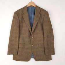 Magee Mens Blazer Tweed Jacket 40S Brown Pure New Wool Check