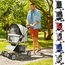 Puppy Cat Dog Travel Stroller Pushchair Jogger Carrier Awivel Wheels Buggy