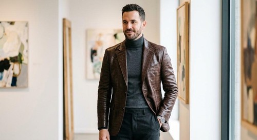 Men genuine leather blazer - men's,