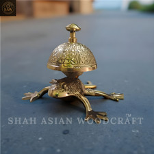 Antique Brass Frog Desk Bell