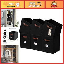 Set of 6 Black Fabric Storage