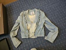 Just Female Pearl Jacket Blue Denim Cropped Jacket With Frills. Size M.