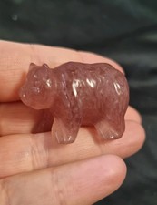 Strawberry Quartz Bear Carving
