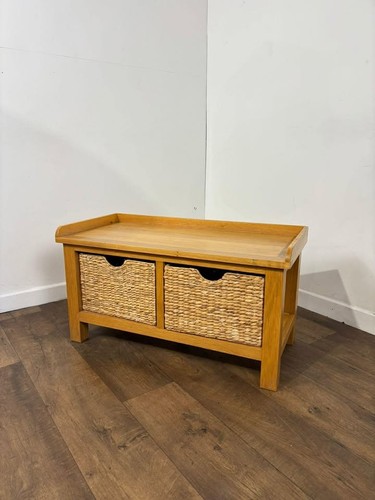 Modern oak storage bench - storage,