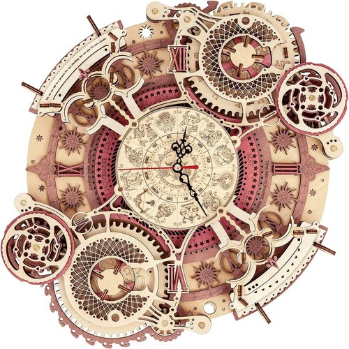 Wooden zodiac wall clock - 3d,