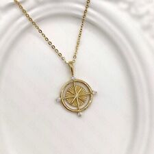0.90CTW Round Moissanite Compass Pendant Without Necklace 14K Yellow Gold Plated