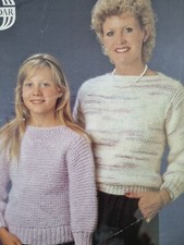 JM1049 Knitting Pattern Gemini Chunky Ladies/Girls Slash Neck  Sweater 24-42"