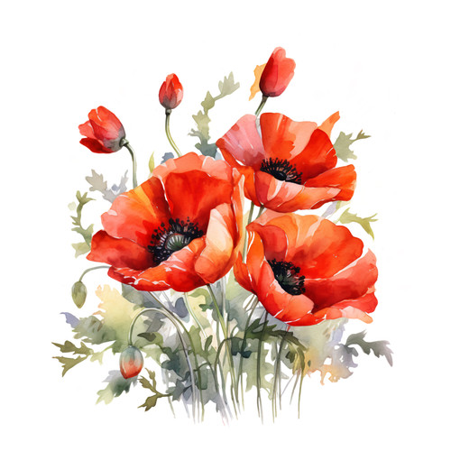 Floral poppys tile - floral, stickers