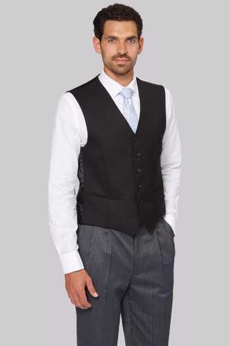 Black herringbone wool - black,