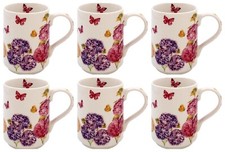 Floral Butterfly Mugs Set of 6