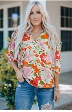 Boho 60s print blouse medium