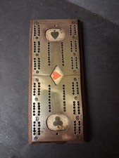 Antique  Brass on Oak Cribbage