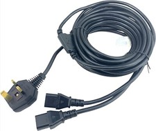 9.5m UK 3 Pin Plug Mains IEC 2 Way Power Lead Splitter Cable